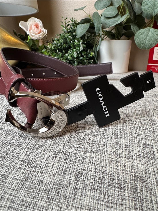 Coach Accessories - Coach Burgundy Leather Belt with Silver-Tone Buckle